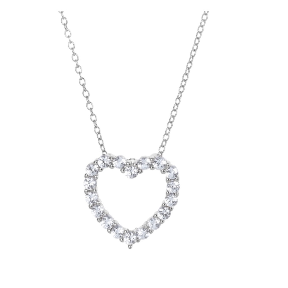 Brand New SAVY CIE JEWELS 18k Gold Plated Sterling Silver CZ Open Heart Necklace